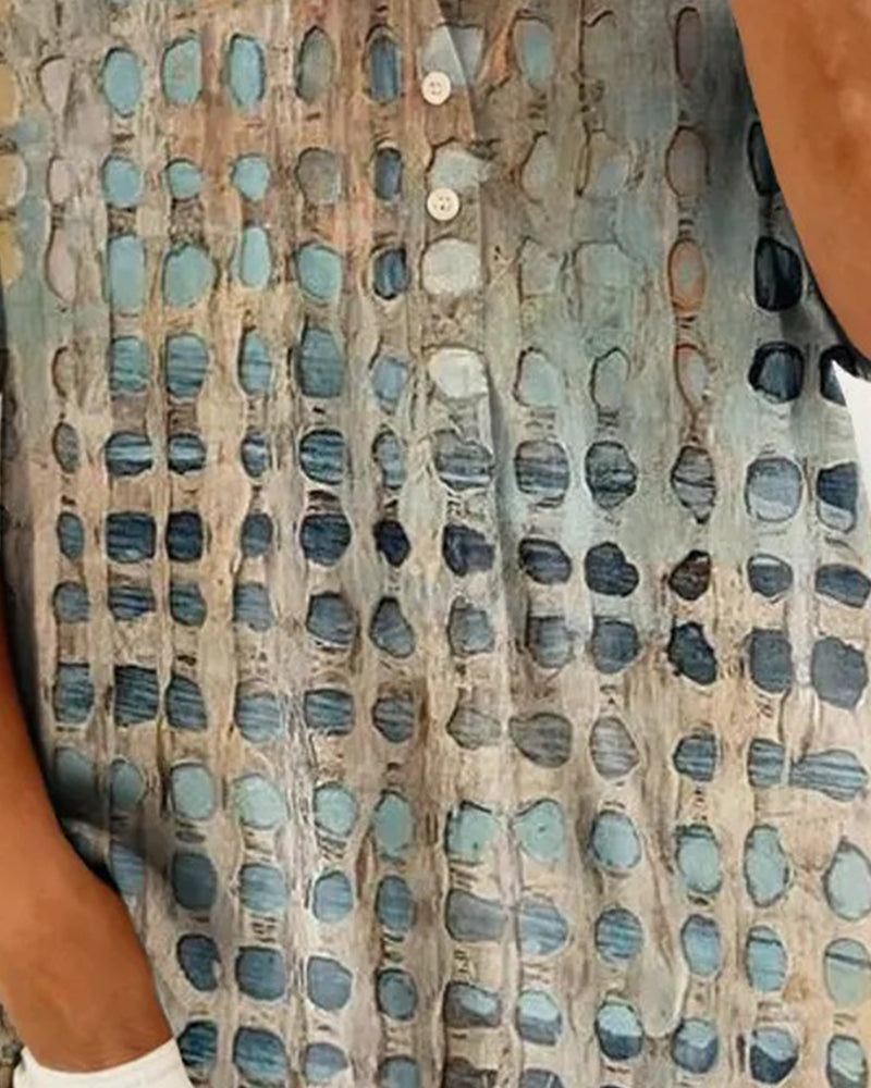 Bluse Prikket Tryk Knap Halv Stolpe