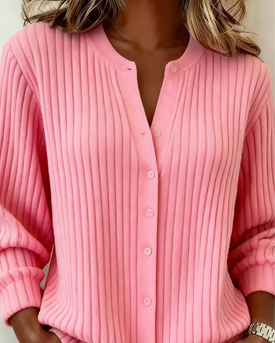 Ensfarvet Langærmet Pullover Med Rund Hals