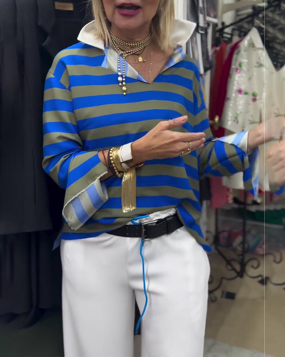 Bluse Stilfuld Krave Stribet