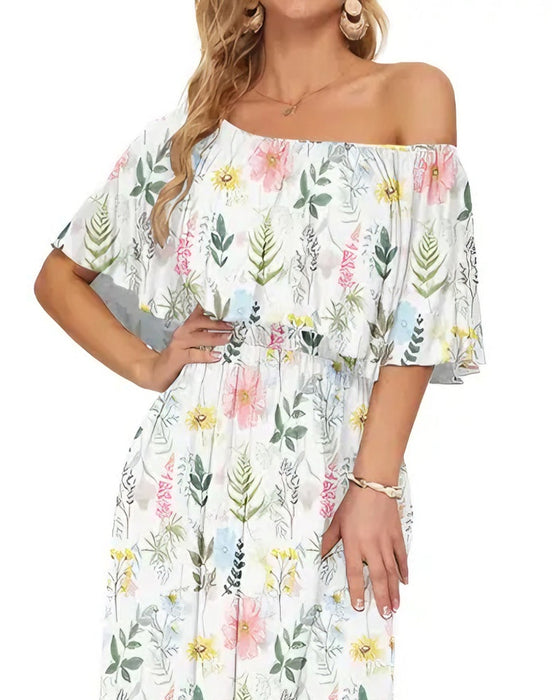 Kjole Elegant Blækvask Blomstret Maxi