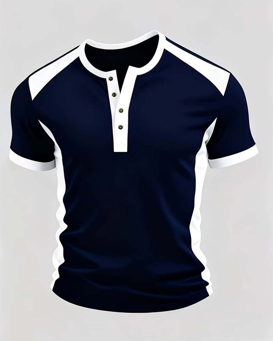 T-Shirt Herre Farveblok Vaffel