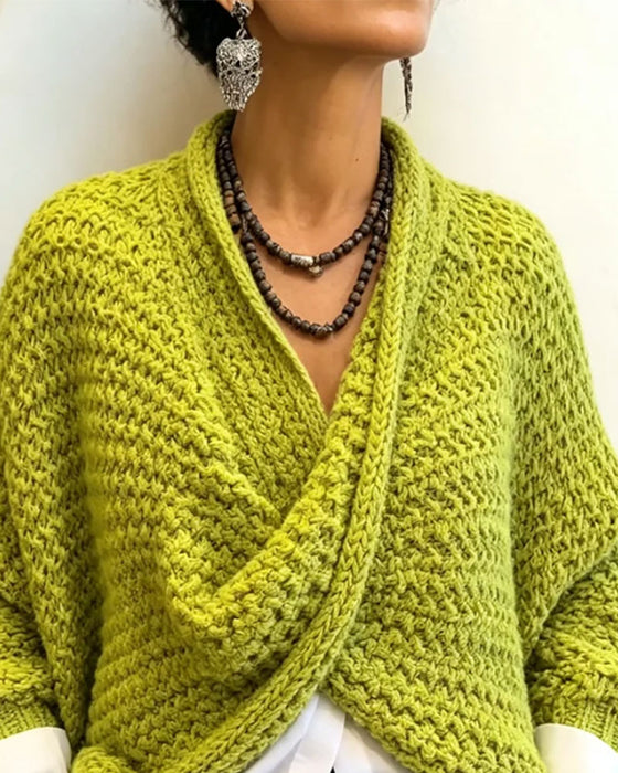 Pullover Grov V-Hals Twist Uregelmæssig Strikket