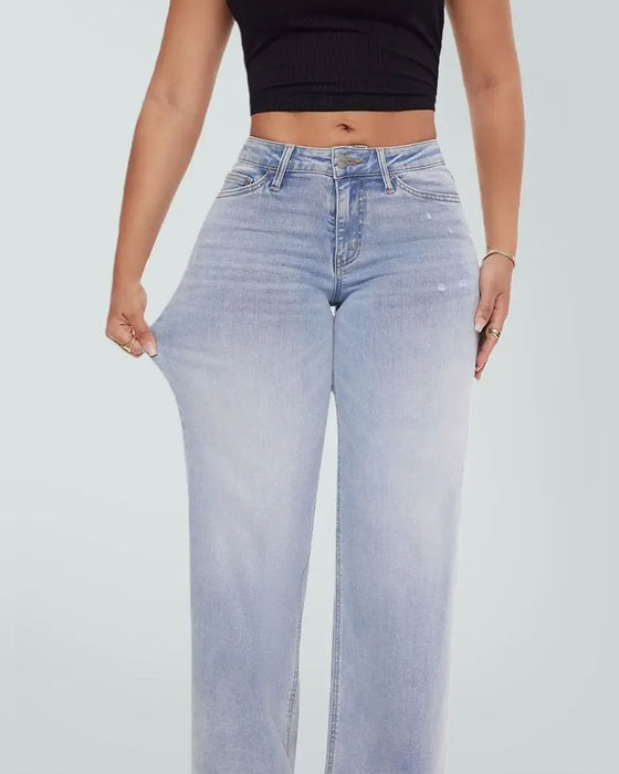 Jeans Høj Talje Bredt Ben
