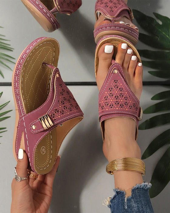 Sandaler Med Tyk Sål Udskåret Tårem