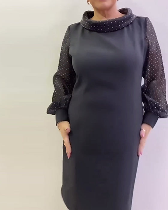 Kjole Lanterne Ærme Mesh Patchwork