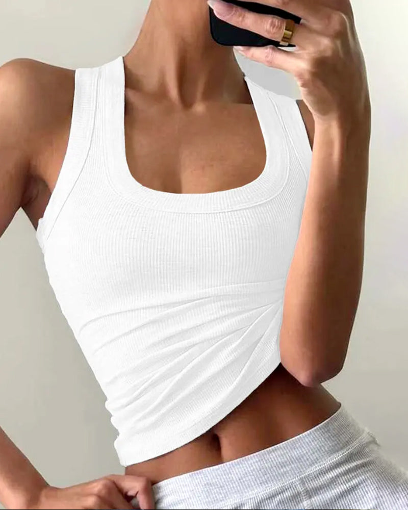 Tanktop U-Formet Firkantet Halsudskæring Slim-Fit