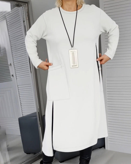 Kjole Stilfuld Stor Lomme Lynlåsdesign