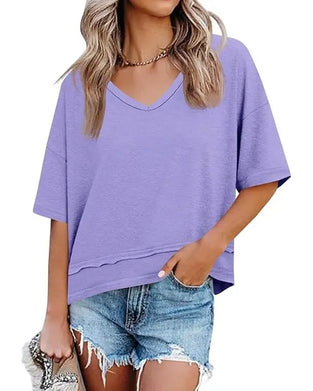 Ensfarvet T-Shirt V-Hals
