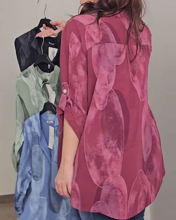 Bluse Knappet Trykt Lomme