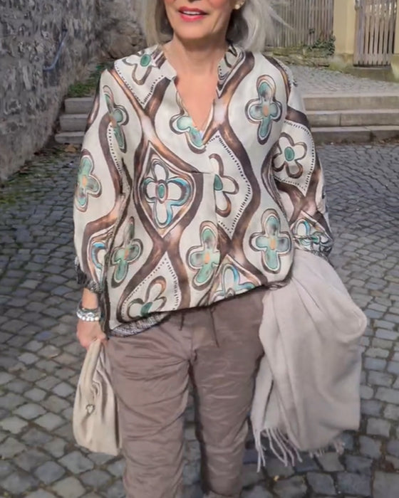 Langærmet bluse i retrostil