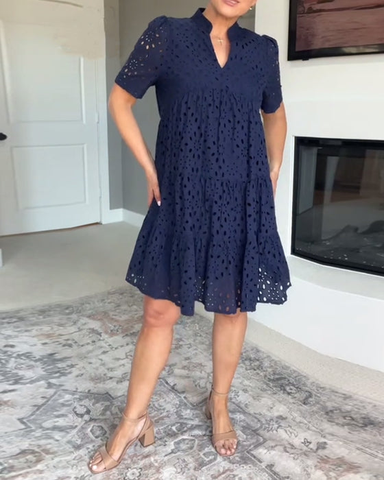 Kjole Stående Krave Udskåret A-Linje