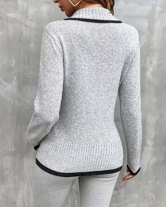 Pullover Langærmet V‑Hals
