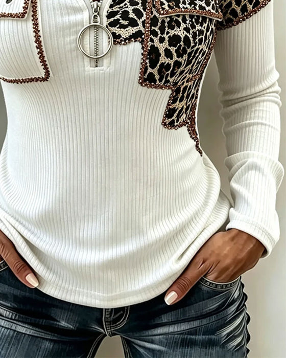 Top Hætte Lynlås Leopard