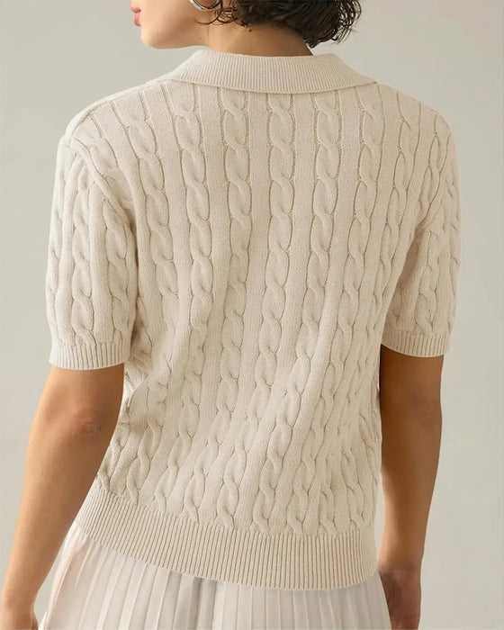 Pullover Polo Kort Ærme Strikket