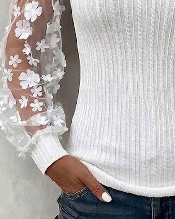 Strikket Top Blonde Net Ærme