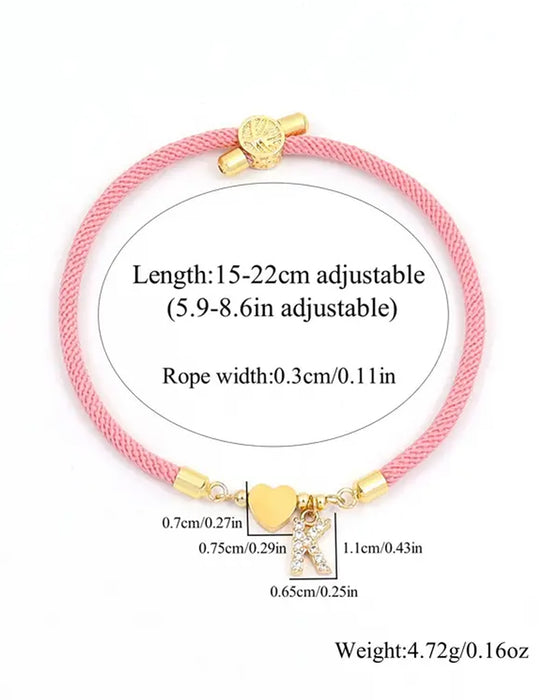 Initialt Hjerte Charm Link Modearmbånd