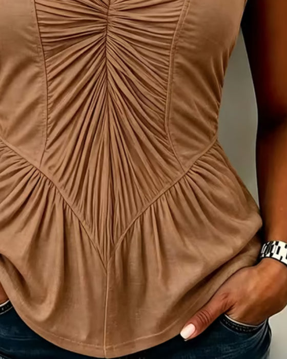 Tanktop V-Hals Rynket Patchwork