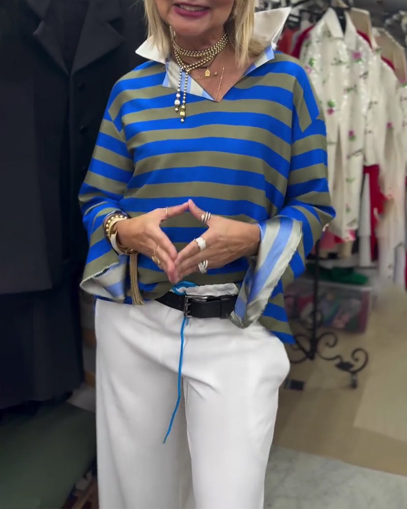 Bluse Stilfuld Krave Stribet