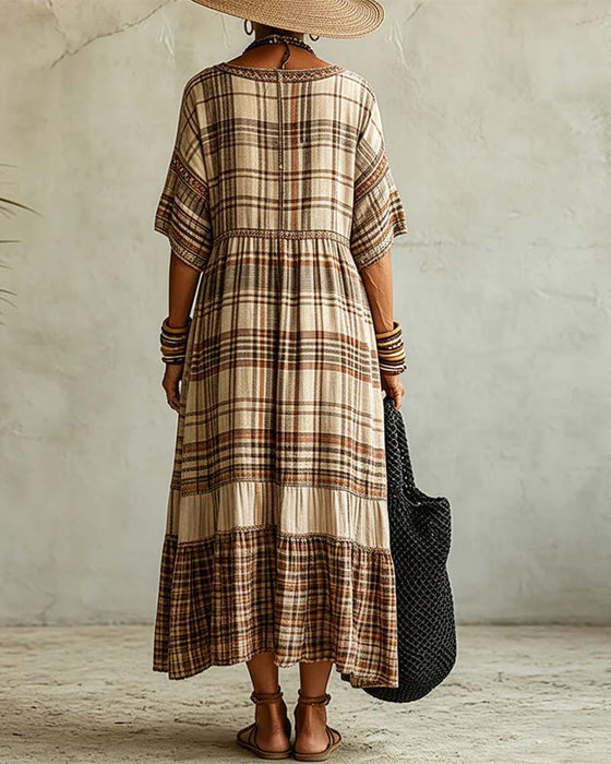 Kjole V-Halsternet Patchwork