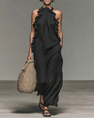 Kjole Halterneck Rynket Lang