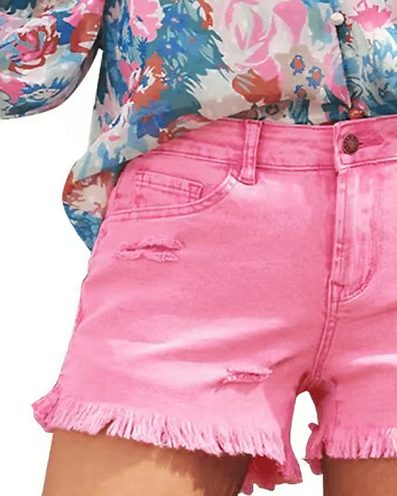 Shorts Rå Kant Denim
