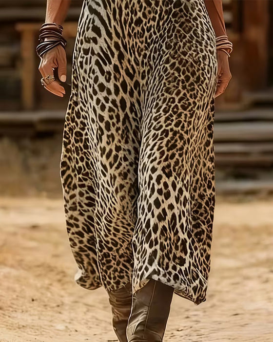 Kjole Leopard V-Hals Mode Maxi