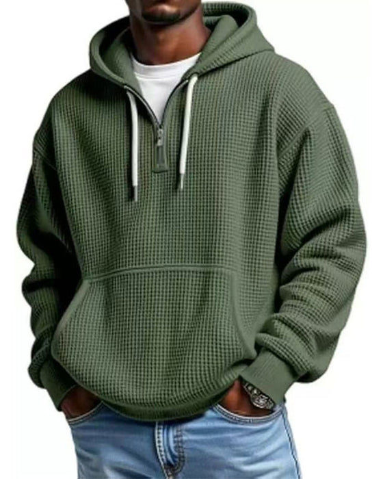 Hoodie Herre Ensfarvet Lynlås Pullover
