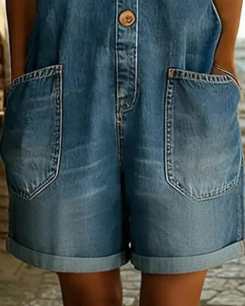Jumpsuits Med Afslappede Denimshorts