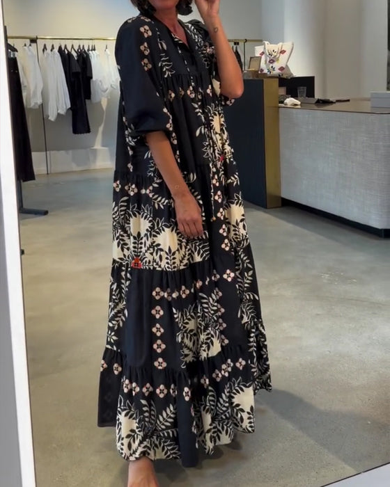 Kjole Slips Blomstrende Fuld Nederdel Ferie Maxi