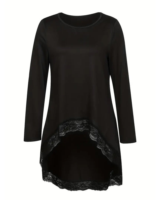 Uregelmæssig Langærmet Top Med Mesh-Patchwork