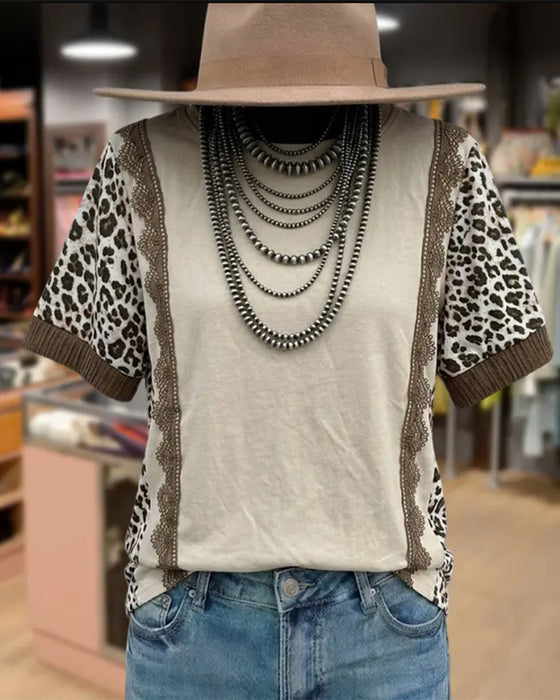 T-Shirt Leopard Patchwork Blonde