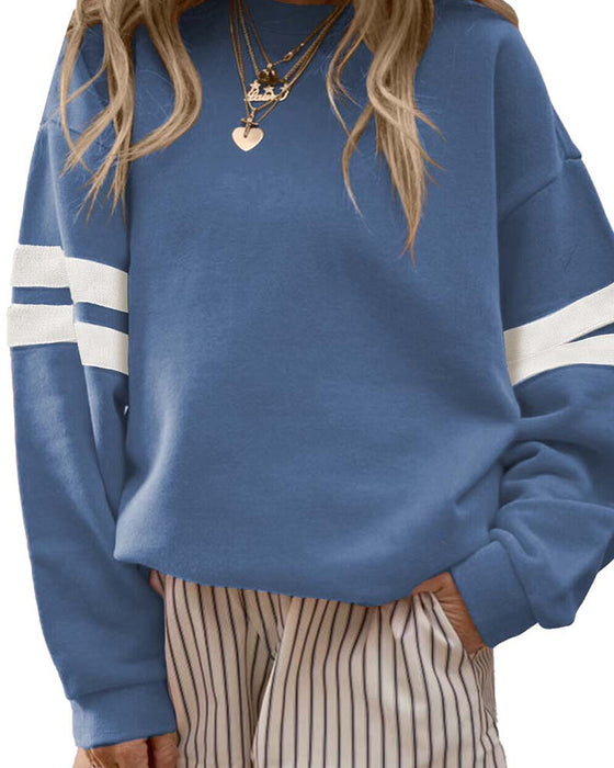 Farveblok Langærmet Rundhalset Sweatshirt