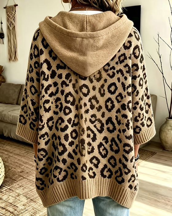 Hoodie Leopardmønster Mellemærme Lomme