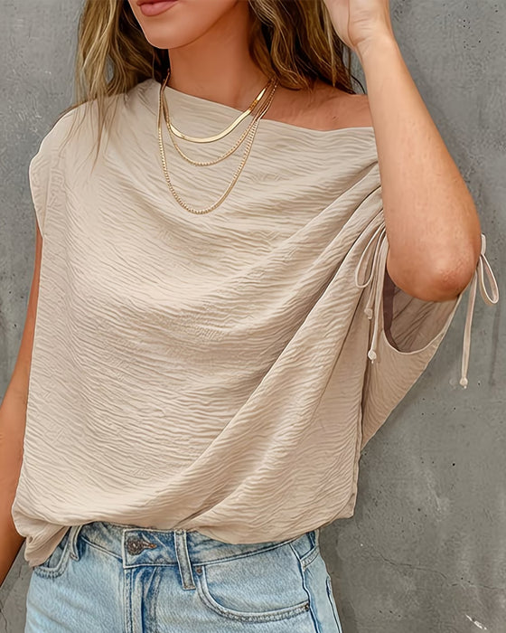 Bluse Ensartet Farve Snor En Skulder