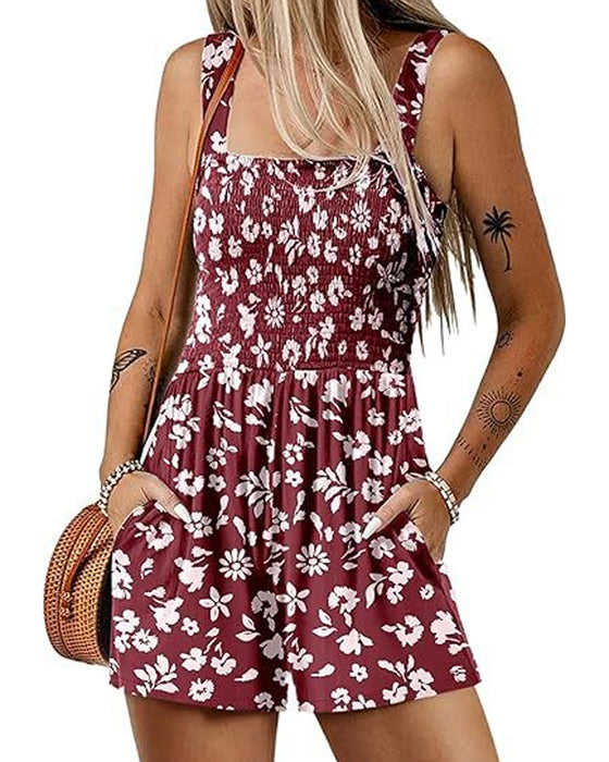Jumpsuit blomstret afslappet stropshorts