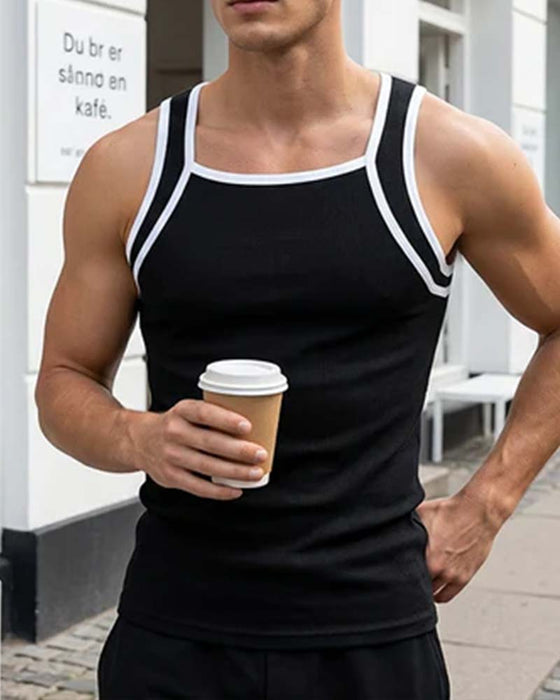 Herre Tank Top Ærmeløs Kontrasterende Farve