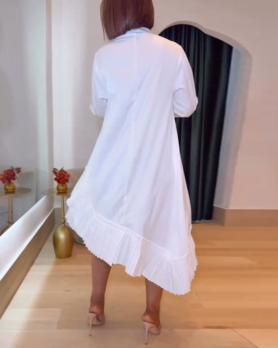 Kjole Ståkrave Uregelmæssig Plisseret