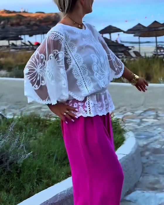 Bluse Ensfarvet Moderigtig