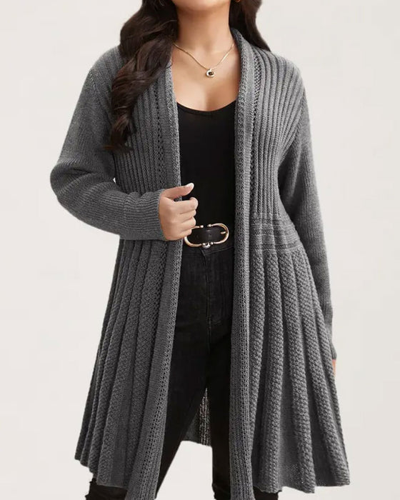 Cardigan Lang Ensfarvet Casual