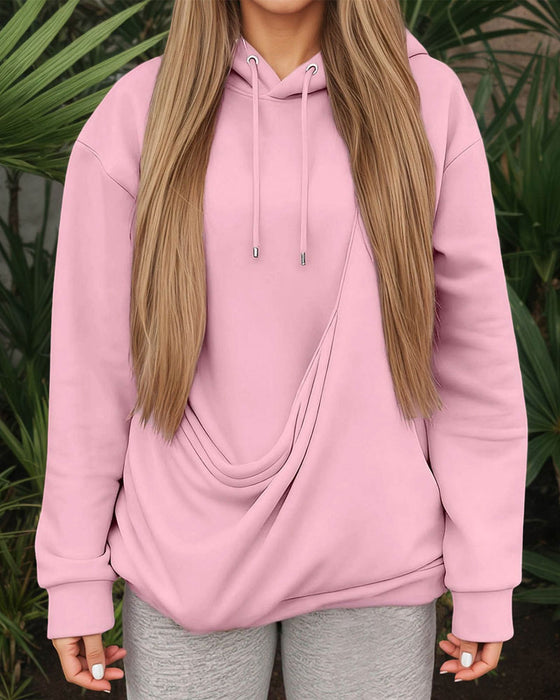 Hoodie Stor Lomme Ensfarvet