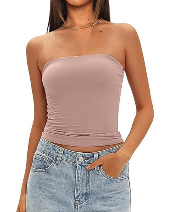 Tank Top Uden Stropper Kort Tætsiddende