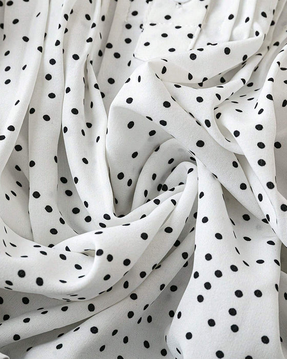 Bluse Flæseærme V-Hals Polka Dot