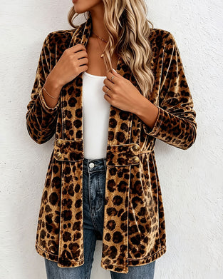 Frakke Leopardmønster Mellemlang Cardigan
