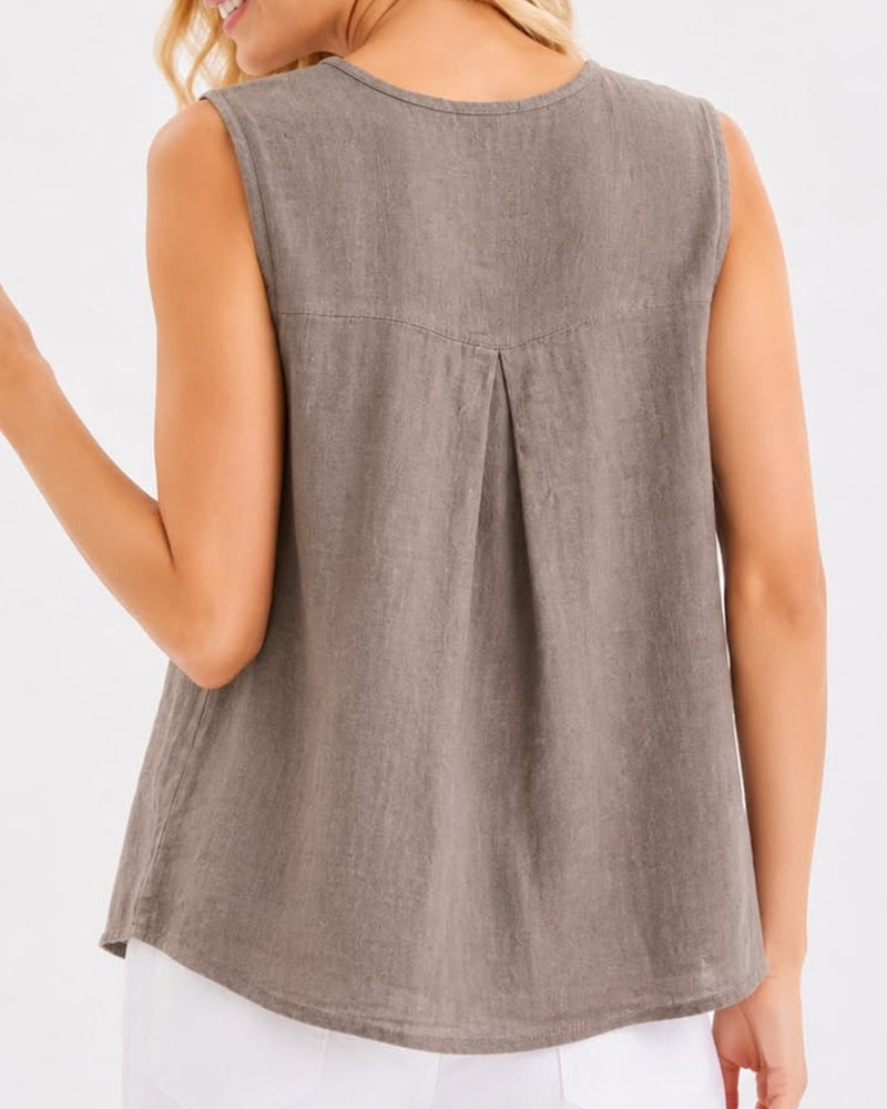 Tank Top Casual Knap Ærmeløs