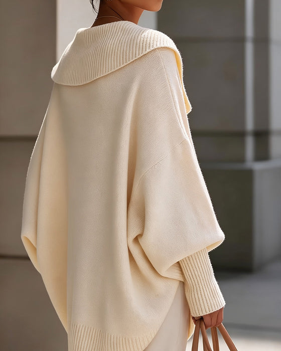 Sweater Uregelmæssig Slag Ensfarvet