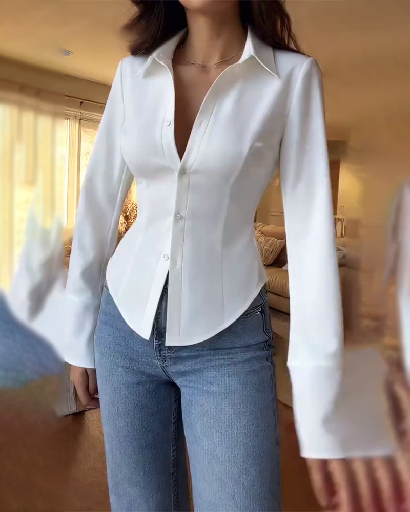 Elegant skjorte i ensfarvet, slim fit