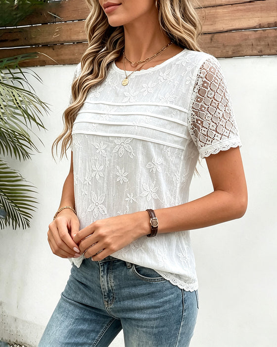T-Shirt Knipling Lapværk Plisseret