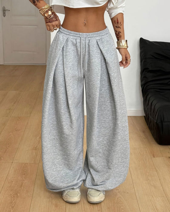 Sweatpants Y2K Ensfarvet Snøre