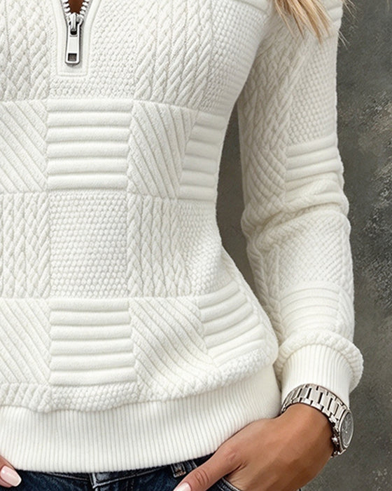 Sweatshirt Lynlås Ensfarvet Casual