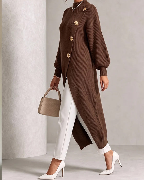 Sweater Dress Diagonal Knap Slids Lanterne Ærme